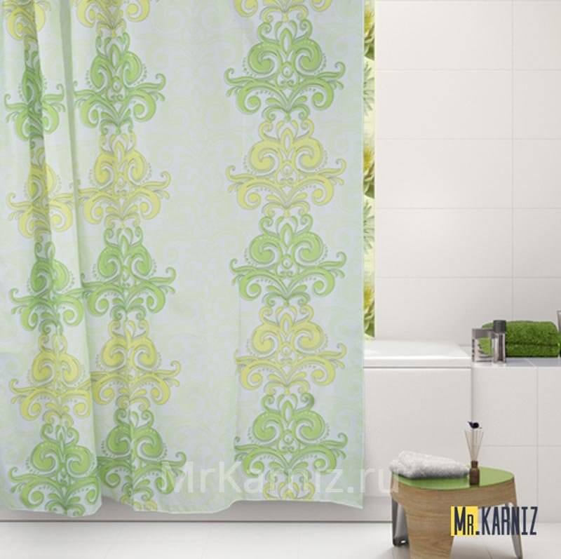 Штора для ванной DAMASK зеленая