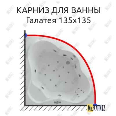 Карниз для ванны Aquatek Галатея 135х135 Усиленный 25 мм MrKARNIZ