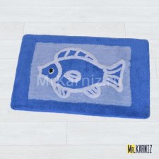 Коврик в ванную Морской Рыба голубой