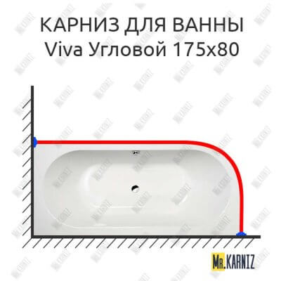 Карниз для ванны Alpen Viva Угловой 175х80 Усиленный 25 мм MrKARNIZ