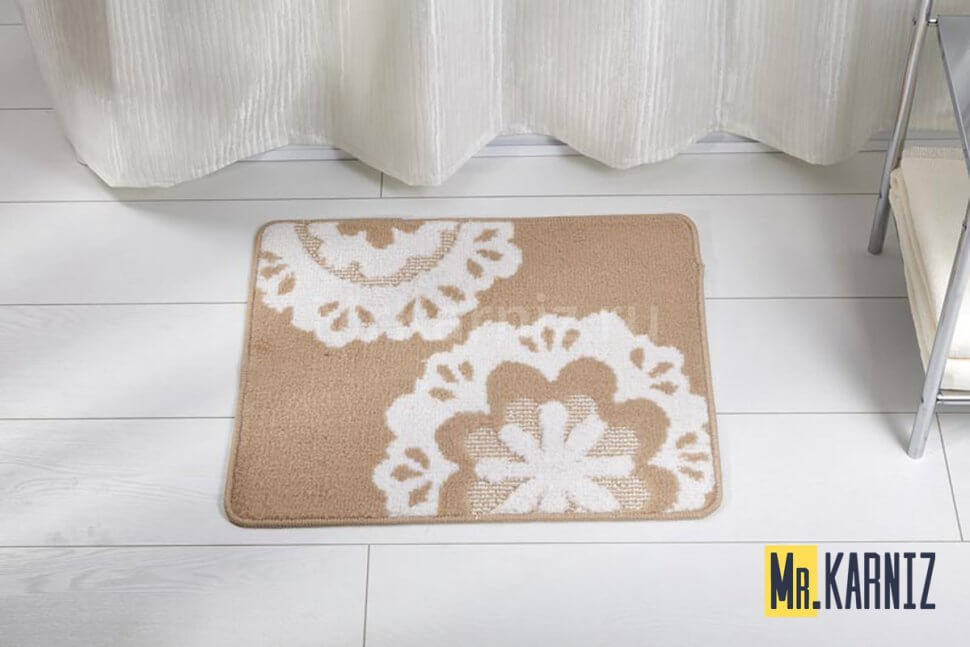 Коврик для ванной ЦВЕТЫ бежевый