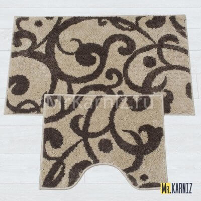 Комплект ковриков для ванной и туалета Узоры коричневый