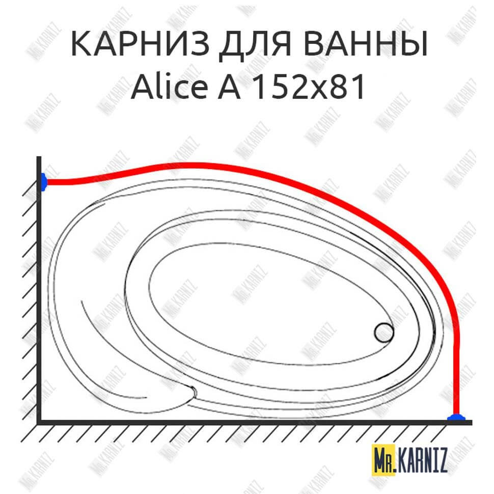 Карниз для ванны Doctor Jet Alice A 152х81 Усиленный 25 мм MrKARNIZ